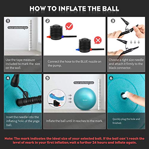 Gonex Balón de Ejercicio Pelota de Equilibrio para Yoga Fitness Pilates Deportes Gimnasio (55-75cm), Bola Antideslizante Soporta 2200lbs, Bomba y Guía Incluida Mejorar Postura, Ø 55cm Azul Gonex Balón de Ejercicio Pelota de Equilibrio para Yoga Fitness Pilates Deportes Gimnasio (55-75cm), Bola Antideslizante Soporta 2200lbs, Bomba y Guía Incluida Mejorar Postura, Ø 55cm Azul