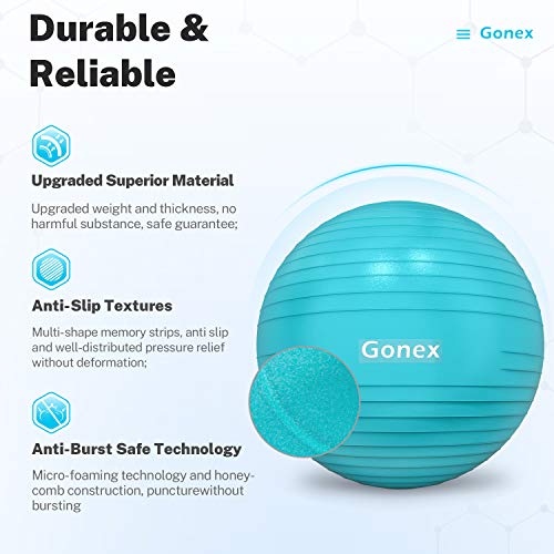 Gonex Balón de Ejercicio Pelota de Equilibrio para Yoga Fitness Pilates Deportes Gimnasio (55-75cm), Bola Antideslizante Soporta 2200lbs, Bomba y Guía Incluida Mejorar Postura, Ø 55cm Azul Gonex Balón de Ejercicio Pelota de Equilibrio para Yoga Fitness Pilates Deportes Gimnasio (55-75cm), Bola Antideslizante Soporta 2200lbs, Bomba y Guía Incluida Mejorar Postura, Ø 55cm Azul