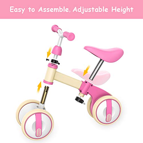 Gonex Bicicleta sin Pedales para Niñas y Niños de 10-36 Meses Bicicleta Equilibrio de Altura Ajustable Triciclos Bebes Correpasillos Bebe 1 Año Regalo