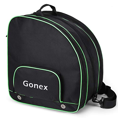 Gonex Bolsa de patines de hielo, bolsa de patinaje en línea, bolsa de patinaje de esquí, bolsa con múltiples bolsillos para patinaje sobre hielo, casco, equipo de protección para niños y adultos