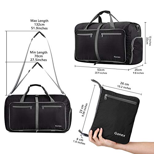 Gonex Bolsa de Viaje 40L, Plegable Ligero Bolso Equipaje Maleta Grande Bolsas Deportes Gimnasio Maletas de Mano Impermeable Duffel Travel Bag para Hombres y Mujeres Fin de Semana (Negro)