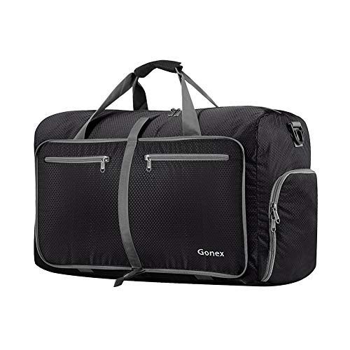 Gonex Bolsa de Viaje 40L, Plegable Ligero Bolso Equipaje Maleta Grande Bolsas Deportes Gimnasio Maletas de Mano Impermeable Duffel Travel Bag para Hombres y Mujeres Fin de Semana (Negro)