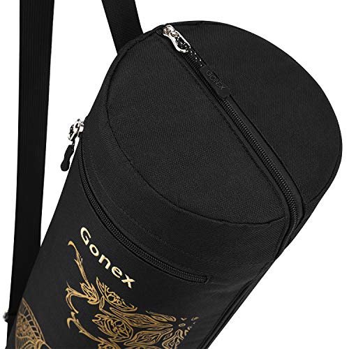 Gonex Bolsa para Colchoneta de Yoga, Funda Esterilla Yoga Ejercicios Fitness Duradera Tela Oxford Impermeable con 2 Bolsillos de Carga, Correa de Hombro Ajustable Extra Ancha Portátil (Negro)