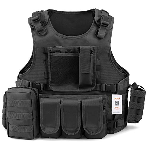 Gonex Chaleco Táctico de Hombre Militar MOLLE Chaqueta Antibalas de Protección Camuflaje para Airsoft CS Game Paintball Swat Policia Combate Cosplay Entrenamiento Formación Caza Deporte al Aire Libre