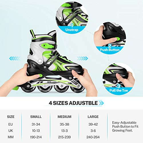 Gonex Patines en Línea Niños Niñas, Patín sobre Ruedas Iluminadas Inline Skates Ajustables Adultos, Patines Infantiles con Luces, Día del Niño Vuelta al Cole (Talla EU 31-42) Gonex Patines en Línea Niños Niñas, Patín sobre Ruedas Iluminadas Inline Skates Ajustables Adultos, Patines Infantiles con Luces, Día del Niño Vuelta al Cole (Talla EU 31-42)