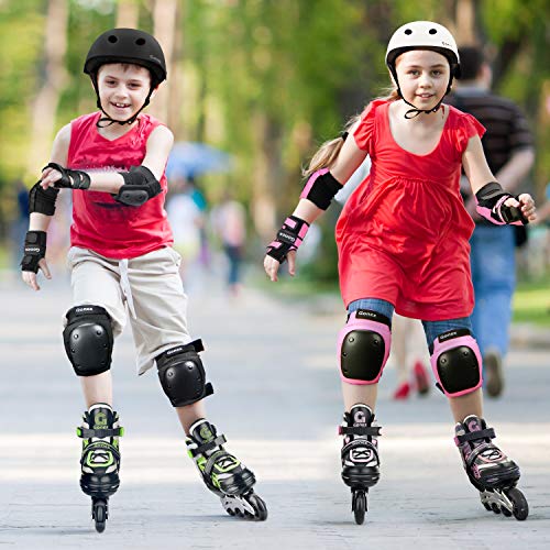 Gonex Patines en Línea Niños Niñas, Patín sobre Ruedas Iluminadas Inline Skates Ajustables Adultos, Patines Infantiles con Luces, Día del Niño Vuelta al Cole (Talla EU 31-42)