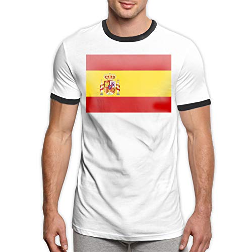 Good4Yours Bandera de españa Camiseta para Hombre, Camisetas con Manga de Campana en Contraste para Hombre, Camisetas Casuales para Hombre, Camiseta con Cuello Redondo