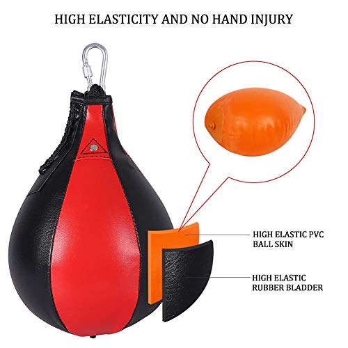 GOODGDN Pera Boxeo Cuero, Velocidad Rápida Speed​Bag Saco Boxeo Colgante con Inflador Conjunto Entrenamiento Entrenamiento Físico Deportivo Adulto Profesional Luchando Hombres Y Mujeres