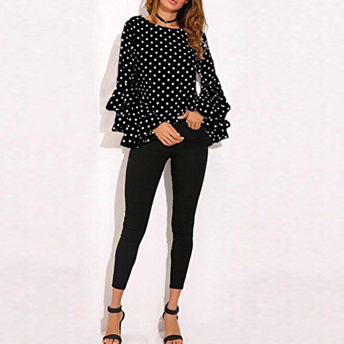Goodsatar Moda De Las Mujeres Manga de Campana Camisa Suelta del Lunar Señoras Casual Blusa Tops (L, Negro) Goodsatar Moda De Las Mujeres Manga de Campana Camisa Suelta del Lunar Señoras Casual Blusa Tops (L, Negro)