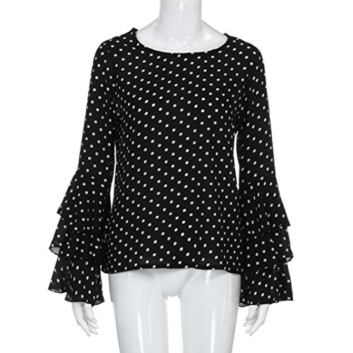Goodsatar Moda De Las Mujeres Manga de Campana Camisa Suelta del Lunar Señoras Casual Blusa Tops (L, Negro) Goodsatar Moda De Las Mujeres Manga de Campana Camisa Suelta del Lunar Señoras Casual Blusa Tops (L, Negro)