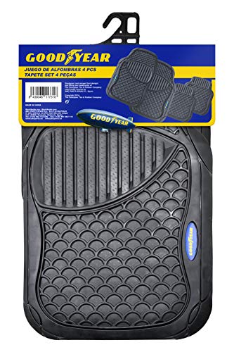 Goodyear GOD9020 Alfombra de Goma, 4 Piezas, Negro