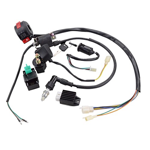 GOOFIT Kit de reconstrucción de ignición Arnés de cableado para 110cc 125cc ATV Quad Bike Go Kart Buggy GOOFIT Kit de reconstrucción de ignición Arnés de cableado para 110cc 125cc ATV Quad Bike Go Kart Buggy
