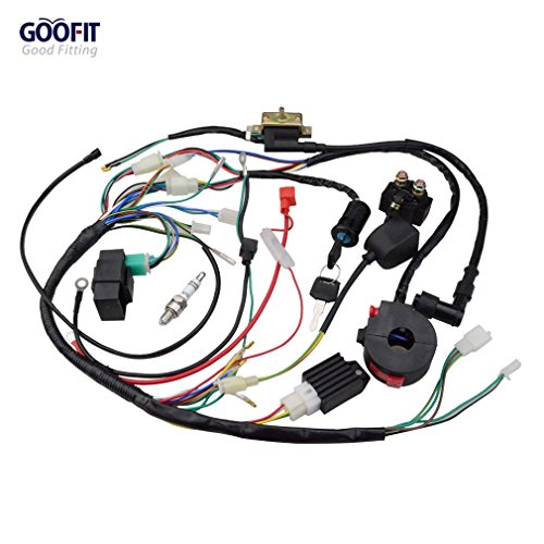 GOOFIT Kit de reconstrucción de ignición Arnés de cableado para 110cc 125cc ATV Quad Bike Go Kart Buggy GOOFIT Kit de reconstrucción de ignición Arnés de cableado para 110cc 125cc ATV Quad Bike Go Kart Buggy