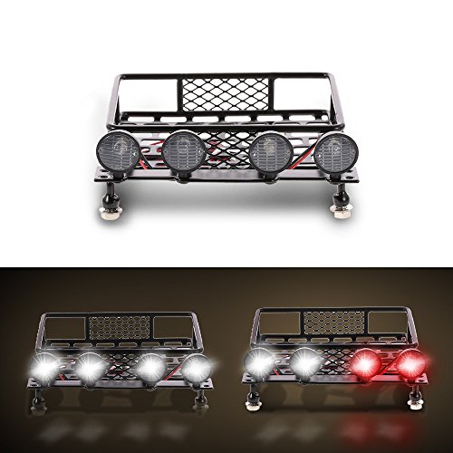 Goolsky Portaequipajes de techo con barra de luces para 1/10 RC Crawler Axial SCX10 D90 110 Traxxas TRX-4 Tamiya HSP RC Piezas de automóviles