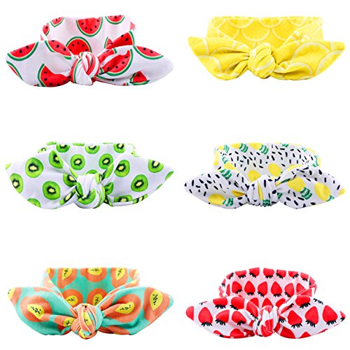 GOPOWD Bebé Niña Diademas Cintas de Pelo 6 piezas Frutas Turbantes con Orejas de Conejo GOPOWD Bebé Niña Diademas Cintas de Pelo 6 piezas Frutas Turbantes con Orejas de Conejo