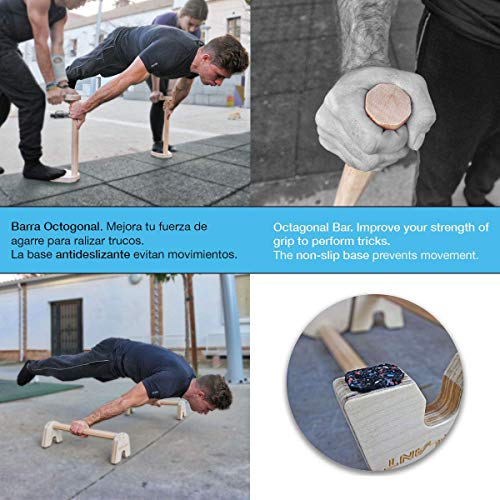 Gorilant - Soporte para Flexiones, Bandas de Resistencia, Elástica, Paralelas de Calistenia, Barra de Madera 45CM, progresiones, Entrenamiento en Parque, Crossfit