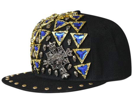 Gorra De Béisbol Tachonada Hip-Hop Hip-Hop Sombrero ala Plana 56-60CM Triángulo Azul Diamante Cruz Gorra De Béisbol Tachonada Hip-Hop Hip-Hop Sombrero ala Plana 56-60CM Triángulo Azul Diamante Cruz