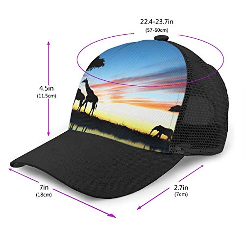 Gorra de béisbol Unisex con Silueta de Elefante y Jirafa, Unisex, para Hombres y Mujeres, niños y niñas, Ajustable, con impresión 3D, para Deporte, Golf, Paraguas al Aire Libre, Color Negro