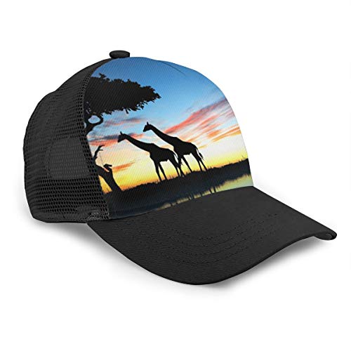 Gorra de béisbol Unisex con Silueta de Elefante y Jirafa, Unisex, para Hombres y Mujeres, niños y niñas, Ajustable, con impresión 3D, para Deporte, Golf, Paraguas al Aire Libre, Color Negro