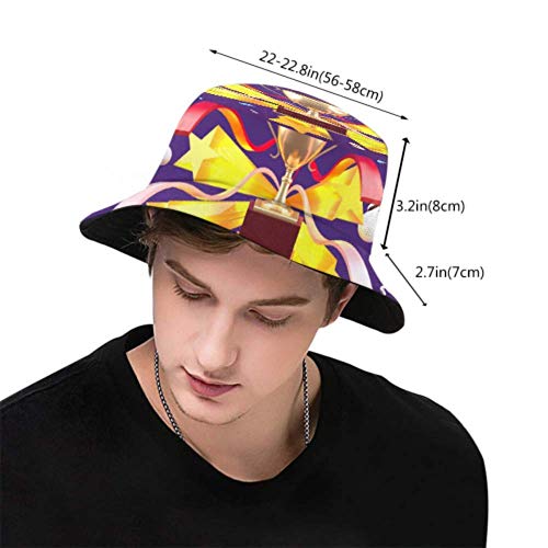 Gorra para el Sol Copa Cham-pion en Medio de Cintas Estrellas en el Cubo Sombrero para el Sol para Hombres Mujeres Protección Gorra de Pescador de Verano empaquetable