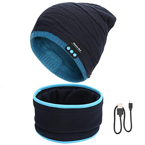 Gorro Bluetooth V5.0 Hombre y Mujer Beanie Música con Calentador de Cuello Gorro de Punto Invierno con Auriculares Inalámbricos Sombrero de Música Bluetooth para Correr, Esquiar, Regalar, Azul y Negro Gorro Bluetooth V5.0 Hombre y Mujer Beanie Música con Calentador de Cuello Gorro de Punto Invierno con Auriculares Inalámbricos Sombrero de Música Bluetooth para Correr, Esquiar, Regalar, Azul y Negro