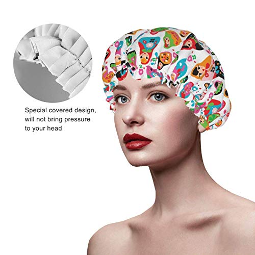 Gorro de ducha de muñeca rusa retro, gorro de baño ajustable impermeable de moda de doble capa Peva para mujer Gorro de ducha de muñeca rusa retro, gorro de baño ajustable impermeable de moda de doble capa Peva para mujer