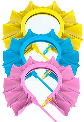 Gorro de ducha para bebés,3 piezas Sombreros Gorras de baño para bebés Gorro de champú ajustable Impermeable Visera de ducha segura Sombrero suave para niños pequeños bebés niños