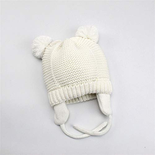 Gorro para niños New Plus Orejeras de Terciopelo Gorro de Lana frío y cálido Blanco L (52-54CM)