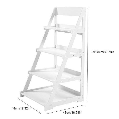 GOTOTOP Estantería Trapezoidal de Almacenamiento y Organización de Madera-Plástico de 4 Niveles Escalera Tipo Soporte de Planta Muebles para el Hogar