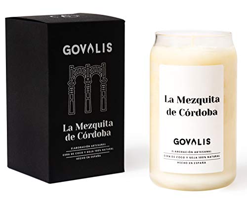 GOVALIS Vela Aromática Mezquita de Córdoba | Cera de Soja 100% Natural | 70-90 Horas, Vela Perfumada Grande en Vaso, Viajes Recuerdos Córdoba, Regalos Originales, Decoración, Yoga, Dormitorio, Baño