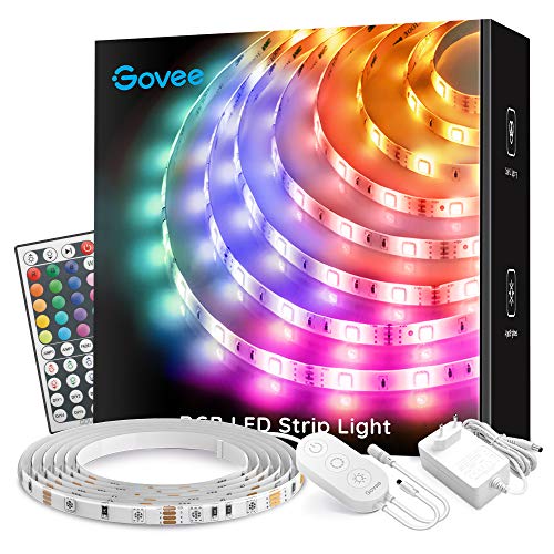 Govee Tiras LED 5m, Luces LED RGB con Control Remoto de 44 Botones 20 Colores, para Habitación, Dormitorio, Cocina, 12V