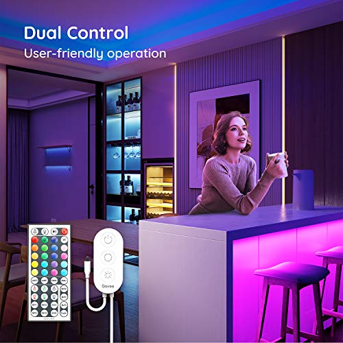 Govee Tiras LED, Luces LED RGB 2 rollos 5m con Control Remoto y Caja de Control, 20 Colores y 6 Modos de Escena para la Habitación, Techo, 12V