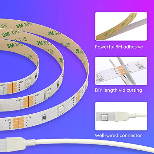Govee Tiras LED, Luces LED RGB 2 rollos 5m con Control Remoto y Caja de Control, 20 Colores y 6 Modos de Escena para la Habitación, Techo, 12V