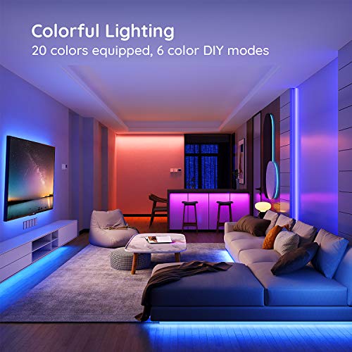 Govee Tiras LED, Luces LED RGB 2 rollos 5m con Control Remoto y Caja de Control, 20 Colores y 6 Modos de Escena para la Habitación, Techo, 12V