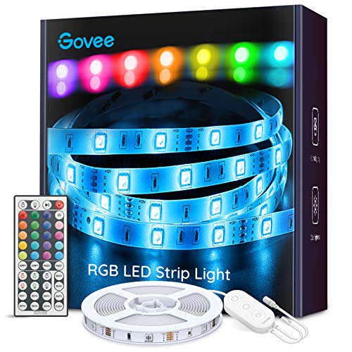 Govee Tiras LED, Luces LED RGB 5m con Control Remoto y Caja de Control, 20 Colores y 6 Modos de Escena para la Habitación, Techo, 12V