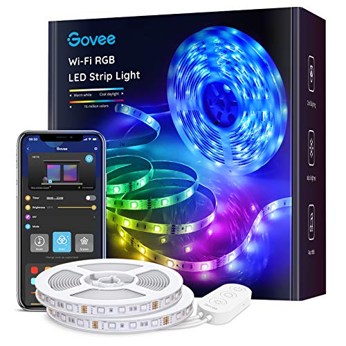 Govee Tiras LED WiFi 2 rollos 5m, Tira Luces LED RGB Inteligente con Control App, Funciona con Alexa y Google Asistente, Modo Música para Habitación