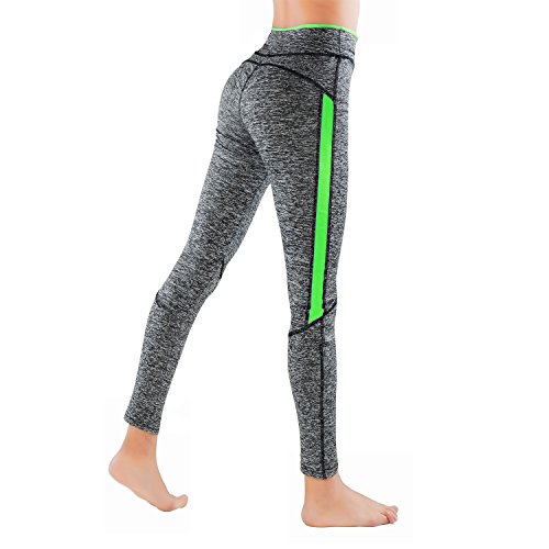 GoVIA L&K-II Leggins para Damas Pantalones Deportivos Largos para Training Running Yoga Fitness Transpirables con Cintura Alta 4113 Verde S/M