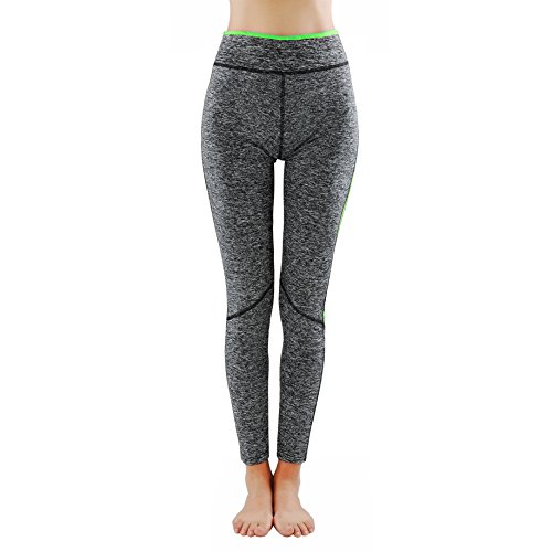 GoVIA L&K-II Leggins para Damas Pantalones Deportivos Largos para Training Running Yoga Fitness Transpirables con Cintura Alta 4113 Verde S/M