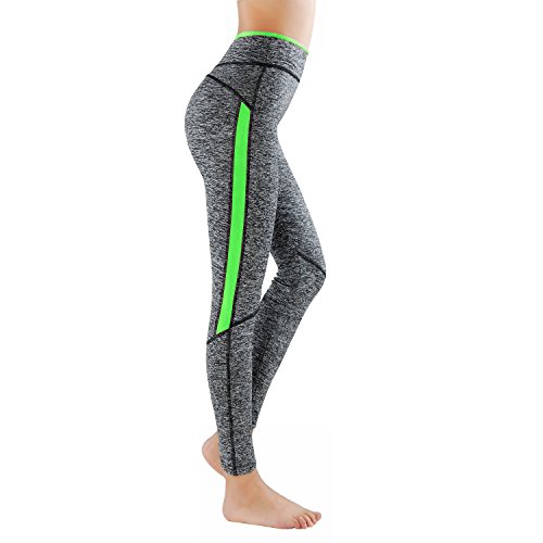 GoVIA L&K-II Leggins para Damas Pantalones Deportivos Largos para Training Running Yoga Fitness Transpirables con Cintura Alta 4113 Verde S/M