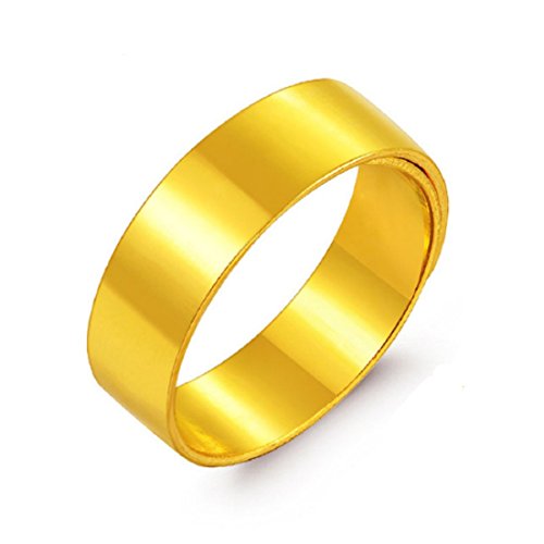 GOWE Anillos de oro puro de 24 quilates para mujeres y hombres se casan en el anillo ancho suave para boda casarse con compromiso