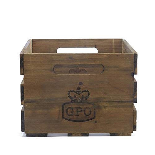 GPO CASSA Caja de almacenamiento para guardar hasta 100 discos de vinilo de 12" - Acabado de madera