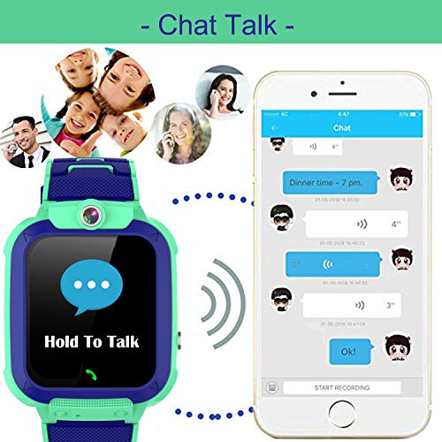 GPS Niños Impermeable Smartwatch, Reloj Inteligente Smart Watch Telefono con GPS Rastreador Conversación Bidireccional Llamada por Voz Chat SOS Cámara Despertador Juego para Niños Niña 3-12 Años,Azul