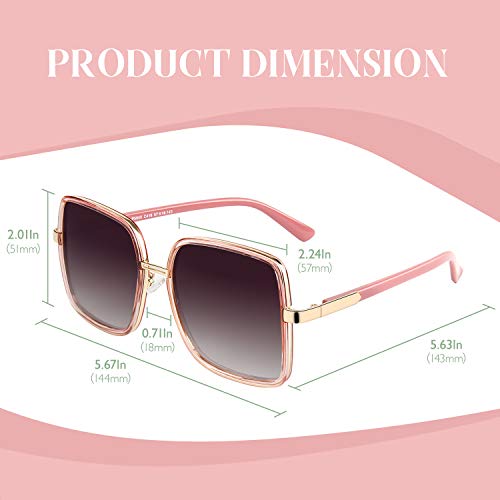GQUEEN Gafas De Sol Polarizadas Con Montura Cuadrada De Gran Tamaño Para Mujer UV400 MF5