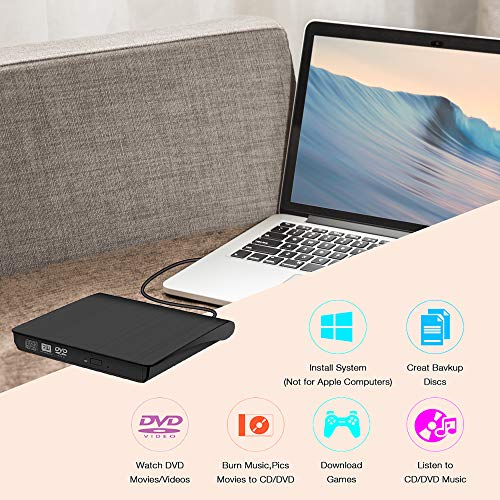 Grabadora de DVD/CD Externa USB 3.0 Portátil Diseño Ultra Delgado, Lector de DVD/CD con Capacidad de Corrección de Errores, Compatible con WIN98/XP/WIN7/WIN8/WIN10/XP/VISTA/ Mac OS 8.6 o Superior Grabadora de DVD/CD Externa USB 3.0 Portátil Diseño Ultra Delgado, Lector de DVD/CD con Capacidad de Corrección de Errores, Compatible con WIN98/XP/WIN7/WIN8/WIN10/XP/VISTA/ Mac OS 8.6 o Superior