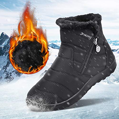 gracosy Botas de Mujer 2020 Otoño Invierno Goma Encaje Forro de Piel Punta Redonda Botas de Nieve Zapatos de Trabajo Formal Calzado Antideslizante Ligero Botines Que Caminan gracosy Botas de Mujer 2020 Otoño Invierno Goma Encaje Forro de Piel Punta Redonda Botas de Nieve Zapatos de Trabajo Formal Calzado Antideslizante Ligero Botines Que Caminan