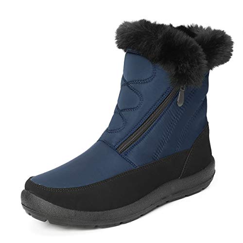 gracosy Botas Nieve Mujer Piel Forrado Tela Sintética Invierno Cálidas Botas Antideslizante Peso Ligero Plano Media Pierna Zapatos gracosy Botas Nieve Mujer Piel Forrado Tela Sintética Invierno Cálidas Botas Antideslizante Peso Ligero Plano Media Pierna Zapatos