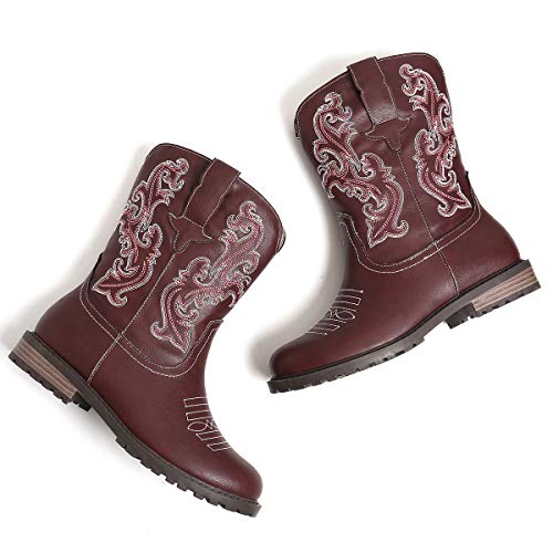 gracosy Botines Mujer Cuero Bajo Bloque Tacón Corto Botas Otoño Invierno Retro Punta Redonda Media Pierna Botas Mano Bordado Empalme Patrón Botas gracosy Botines Mujer Cuero Bajo Bloque Tacón Corto Botas Otoño Invierno Retro Punta Redonda Media Pierna Botas Mano Bordado Empalme Patrón Botas