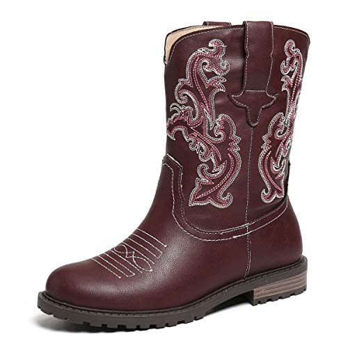 gracosy Botines Mujer Cuero Bajo Bloque Tacón Corto Botas Otoño Invierno Retro Punta Redonda Media Pierna Botas Mano Bordado Empalme Patrón Botas gracosy Botines Mujer Cuero Bajo Bloque Tacón Corto Botas Otoño Invierno Retro Punta Redonda Media Pierna Botas Mano Bordado Empalme Patrón Botas