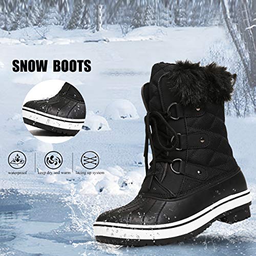 gracosy Botines Nieve Mujer Piel Forrado Invierno Cálidas Botas Impermeable Antideslizante Peso Ligero Plataforma Botines Casuales Corto Lluvia Botas