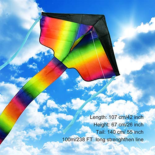 Gran Kite Cometa para Adultos 2 Packs, Homegoo Enorme Cometas de Diamantes de Colores y Gran Cometa Rainbow Delta para Adultos Actividades al Aire libre Volando Fácilmente en Vientos Fuertes o ligeros